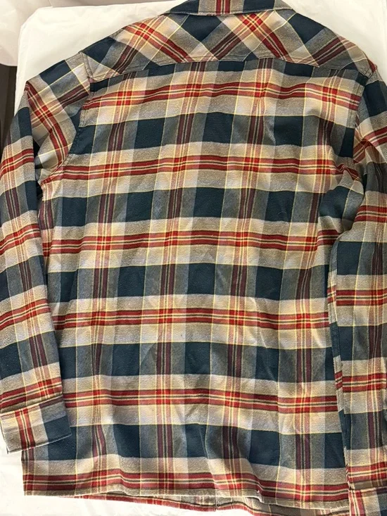 Vans Plaid Flannel Shirt Mens Large Red Tan Black Button Up Long Sleeve - Picture 4 of 4